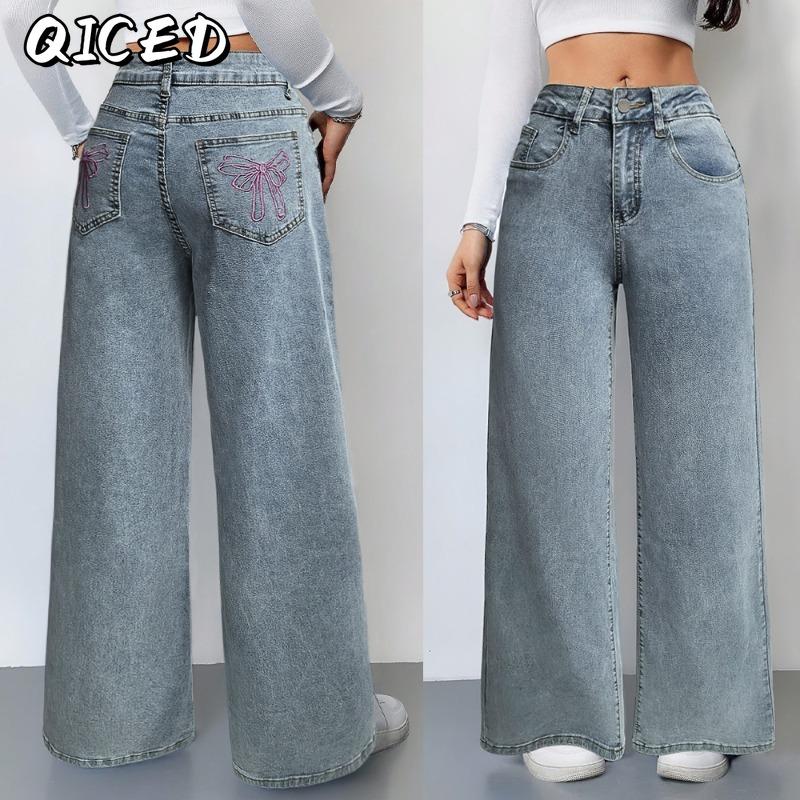 QICED Women's Fashion Casual Solid Color Print Pants & Capris