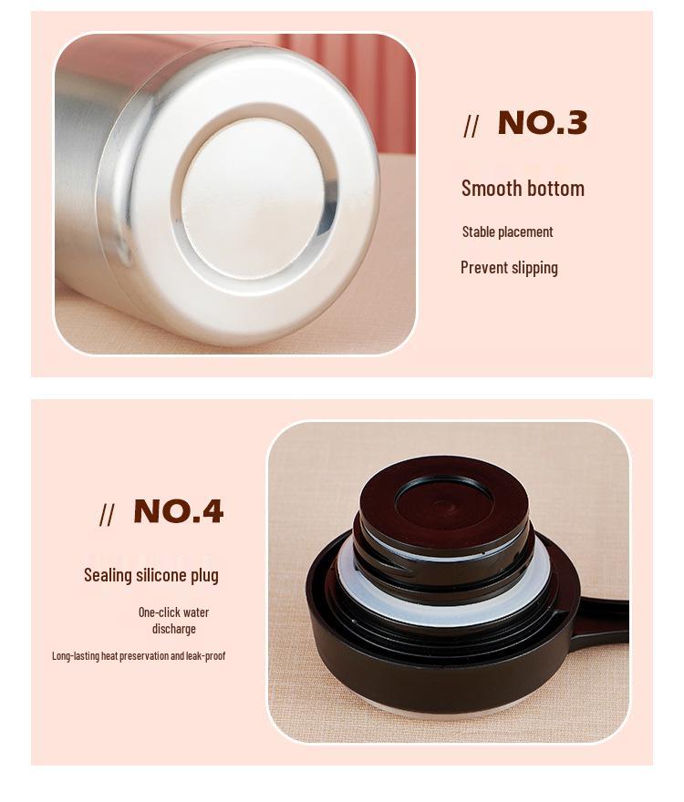 Elegant Stainless Steel Double-Layer Eagle Spout Thermos Flask - Large Capacity Hot Water Bottle