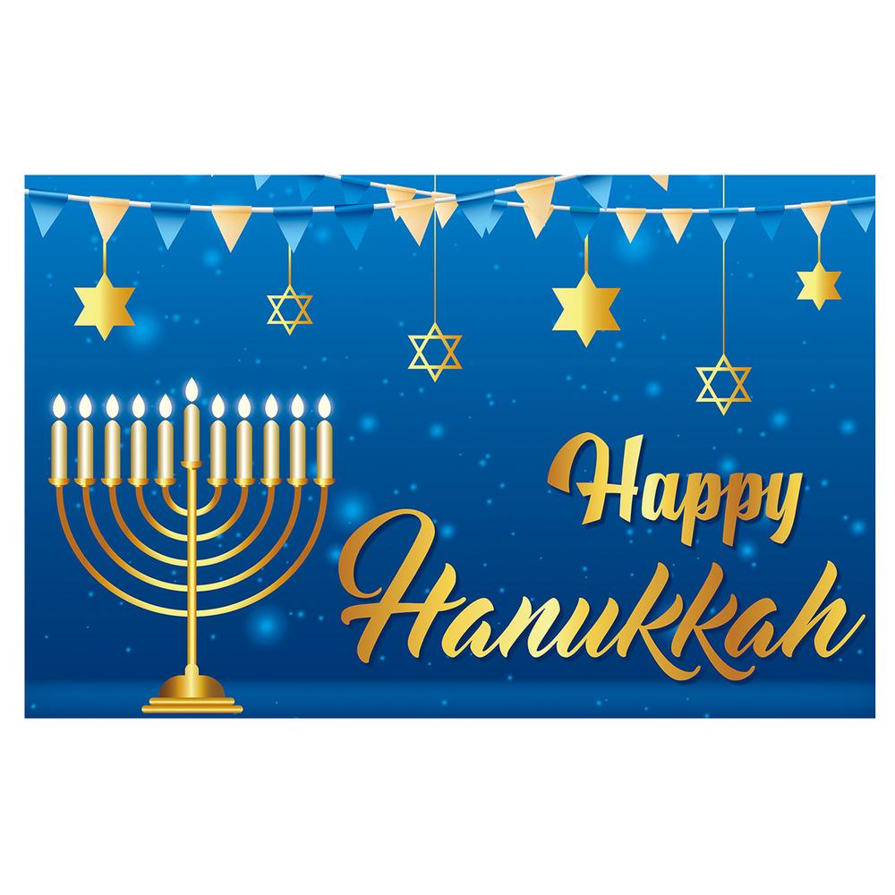 

Happy Hanukkah Backdrop Food Glitter Lampstand Family Party Decoration Background Photography Kid Photo Studio Props
