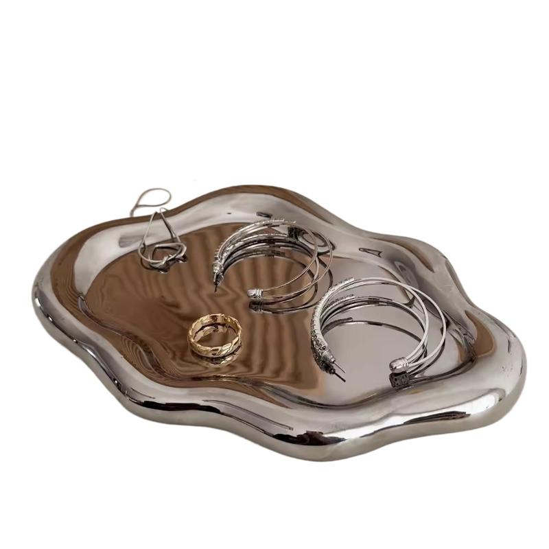 Simple Jewelry Storage Tray Creative Cloud Shapes Electroplated Jewelry Earrings Ring Display Desktop Dish For Women"