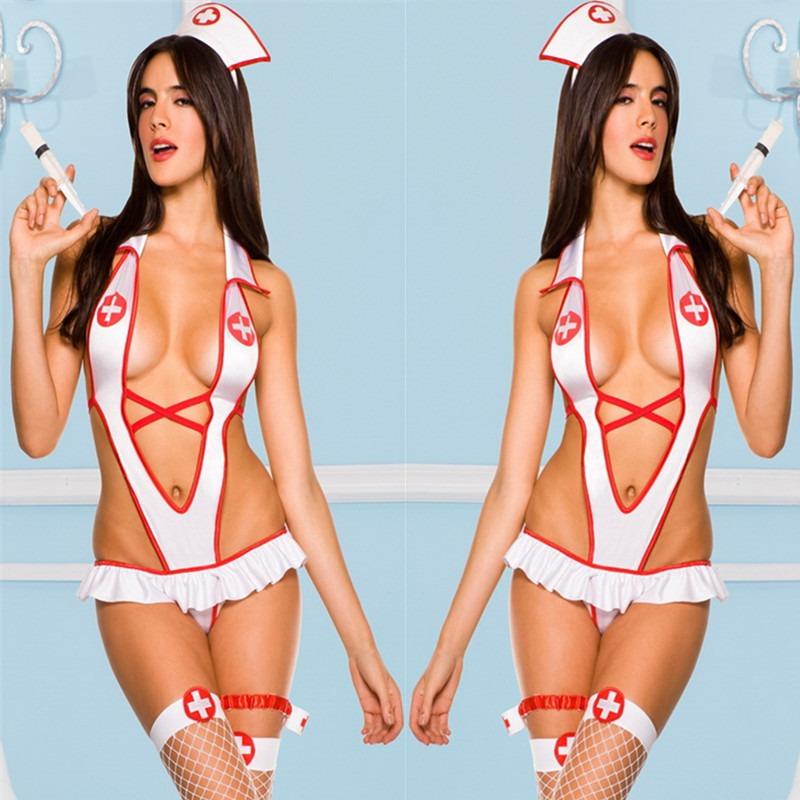 Women Sexy Nurse Role Play Uniform Cosplay Lingerie Set