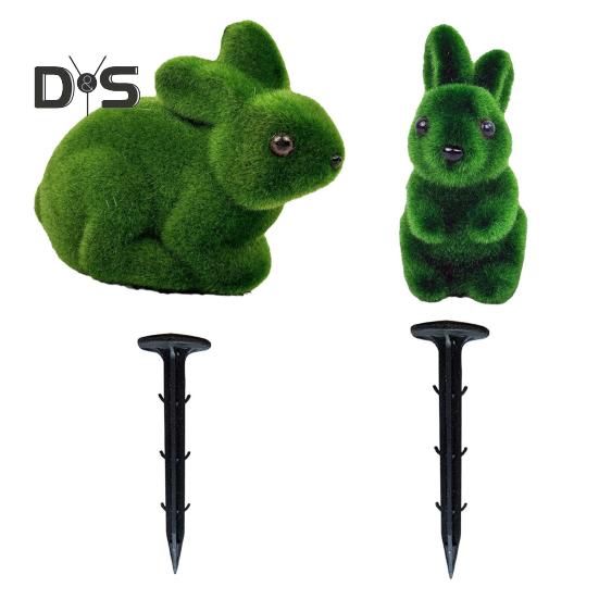 Künstlicher Formschnittball mit Kaninchen, Osterhase, Kunstformschnittpfahl, grünes Kaninchen, künstliche Pflanze mit Erdspieß für die Osterveranda, Innen- und Außendekoration