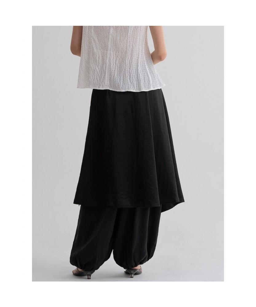 8SECONDS Satin Asymmetrical Midi Skirt Black