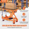 Hydraulic Lift Table Cart, 330lbs Capacity 28.5" Lifting Height, Manual Single Scissor Lift Table with 4 Wheels and Non-slip Pad, Hydraulic Scissor