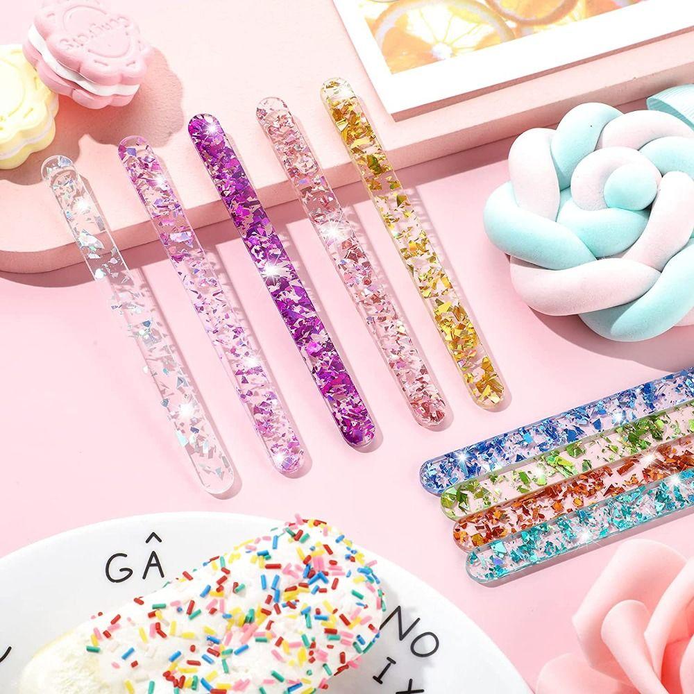 20Pcs DIY Crafts Reusable Ice Cream Sticks Summer Ice Cream Bars Rose Gold Acrylic Popsicle Sticks