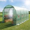 Walk-in Tunnel Greenhouse, 4.48x1.97x1.97 M Hoop House Greenhouse Tunnel with Watering System, Plant Hot House with Steel Frame, PE Cover, Roll-Up