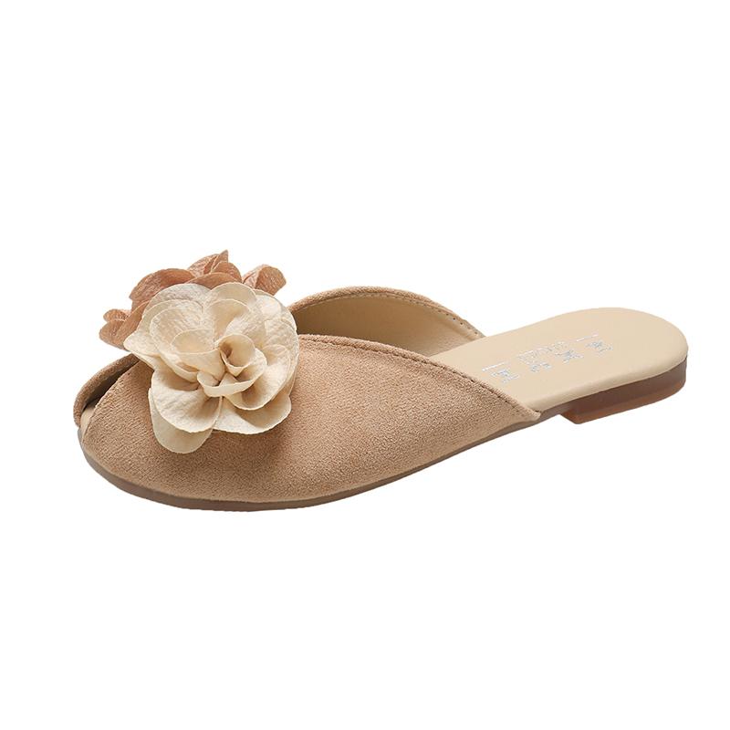2024  Women's Shoes Closed Toe Women's Slippers Autumn Soft-soled Flower Mixed Color Flat-soled Casual and Comfortable Slippers
