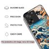 Tempered Glass Phone Case for Motorola Moto G85 G84 G75 G55 Edge 50 Fusion 40 Neo 30 Pro Japanese Ancient Structure Waves Cover