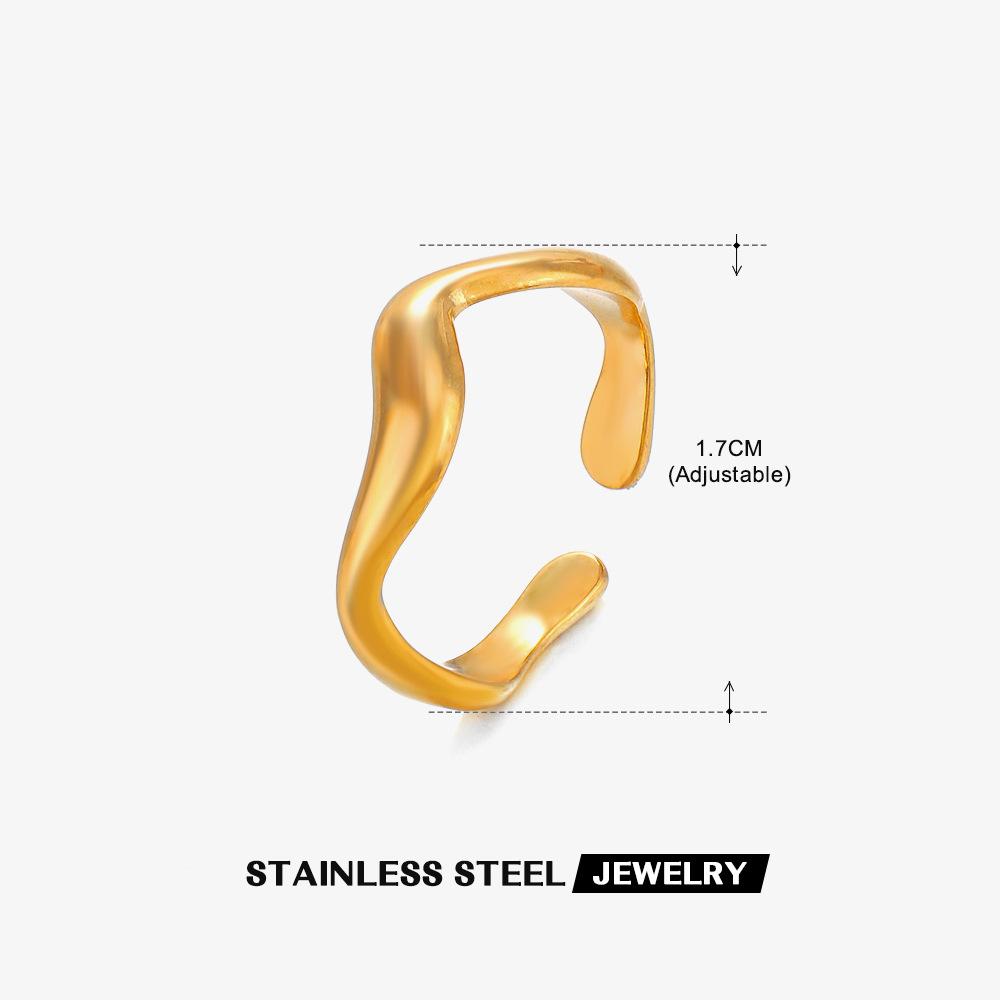 Stainless Steel Geometric Heart Leaves Ring For Women Personality Trendy Open Finger Ring Jewelry All Match