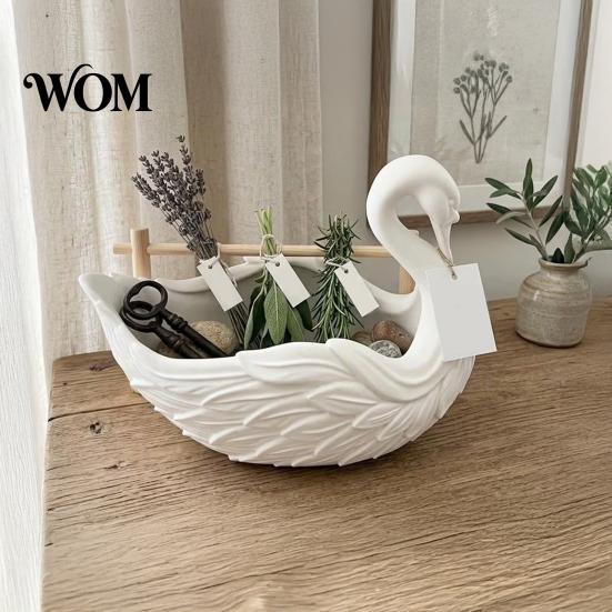 Matte Weiße Schreibtischverzierung 3D-gedruckte Schwanen-Schmuckschale, Kreative Form Ringhalter, Eingangstisch Reine Textur Dekorative Schalen, Dekoratives Schmuckstück