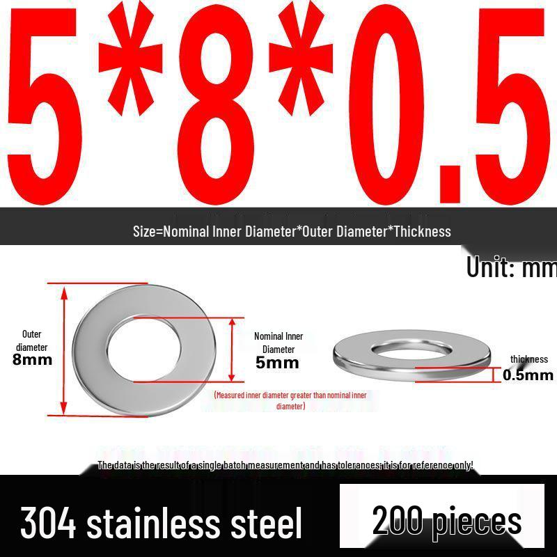Thickened 304 Stainless Steel Flat Washer Spacer (M2-M36)