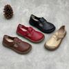 Women's Vintage Round Toe Leather Loafers - Handmade Cowhide Slip-On Casual Shoes, Comfortable Flat Spring & Summer Footwear