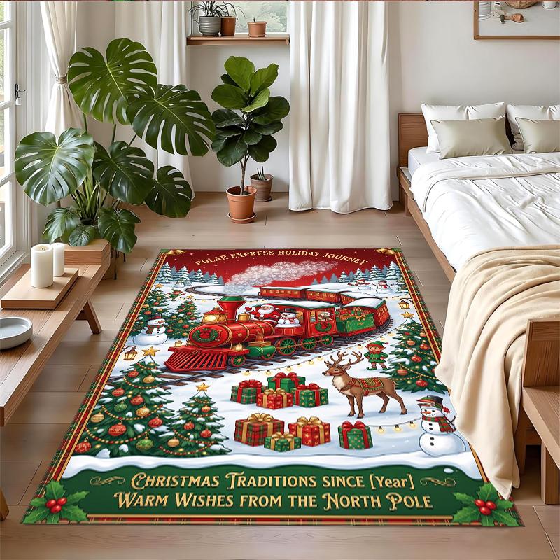 Christmas Printed Square Area Rug Soft Non Slip Floor Carpet For Bedroom Holiday Gift