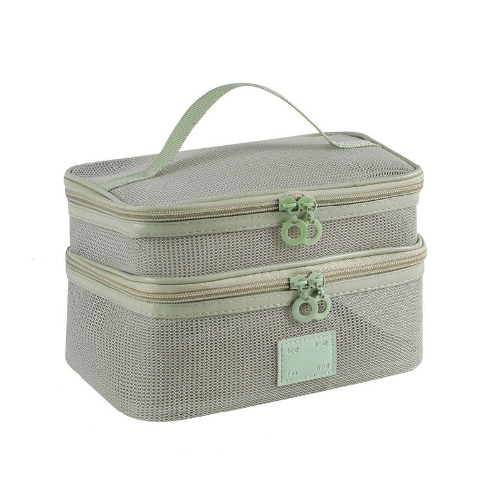 Portable Transparent Mesh Cosmetic Bag Square Storage Toiletry Bag Camping