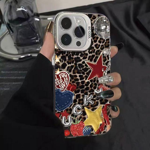 

Креативний чохол з леопардовим принтом для 16 15 14 13 12 11 Pro Max iPhone 17 Air 16E Захисна задня кришка проти відбитків пальців та ударів For iPhone 17 Pro Max скайблу помаранчевий колір