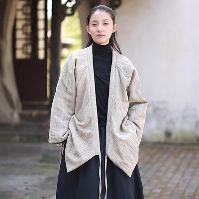 Women Chinese Style Bandage V-Neck Long Sleeve Solid Color Winter Warm Vintage Coats