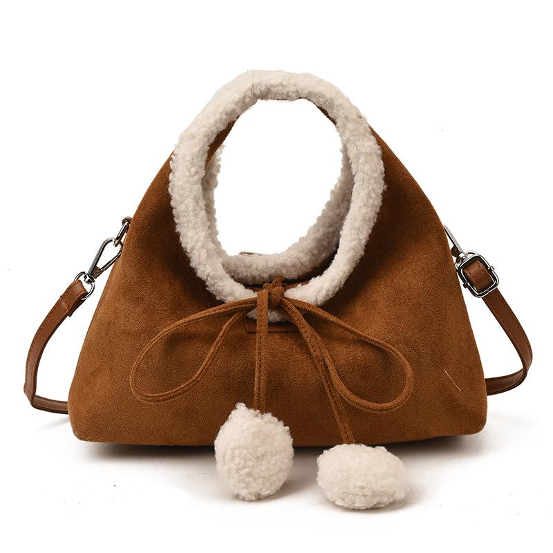Women's High-End Retro Lambswool Underarm Shoulder Crossbody Bag - Winter Trendy Versatile Handbag