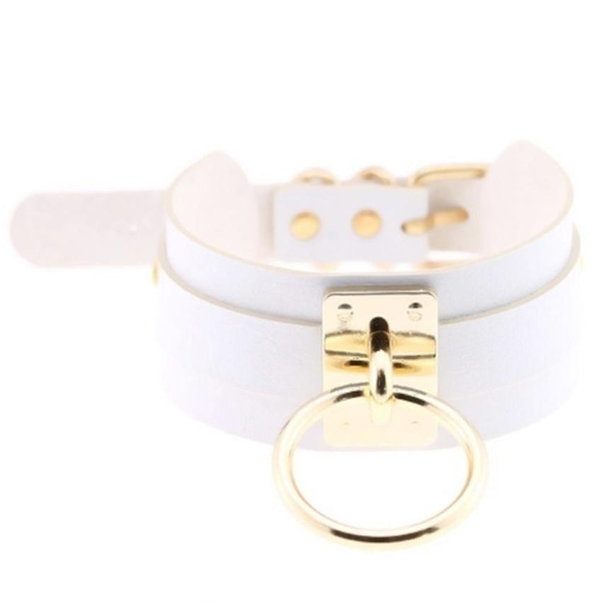 Cool Oversized Choker Fetish Argintiu/Aur O Metal Punk Stil Retro Guler din piele Bondage Sub BDSM Harness Colier