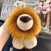 Echter Waschbär- & Rex-Kaninchenfell-Löwen-Taschenanhänger - Niedliche Plüschtier-Damen-Trend-Accessoire