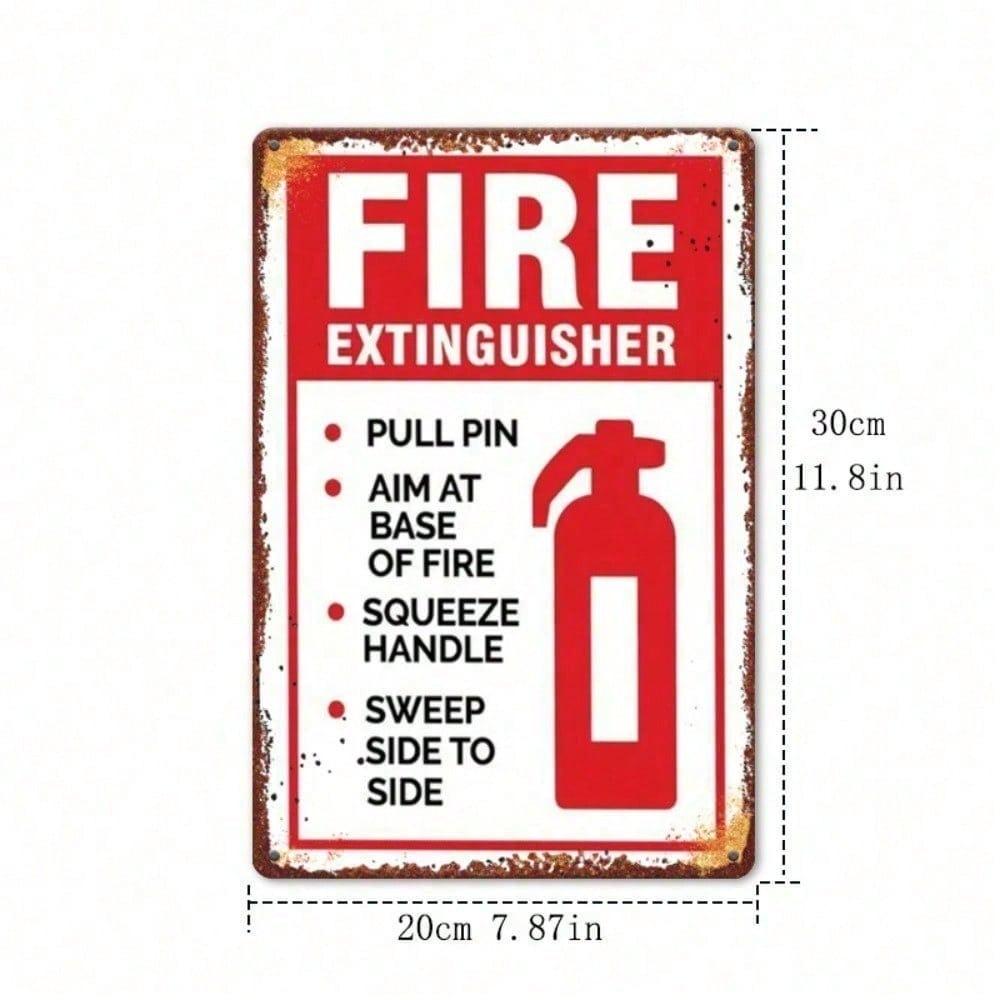 Vintage Fire Extinguisher Tin Sign, Rustic Metal Wall Art 8x12 Inch Retro Industrial Decor for Garage Man Cave Home Bar Funny