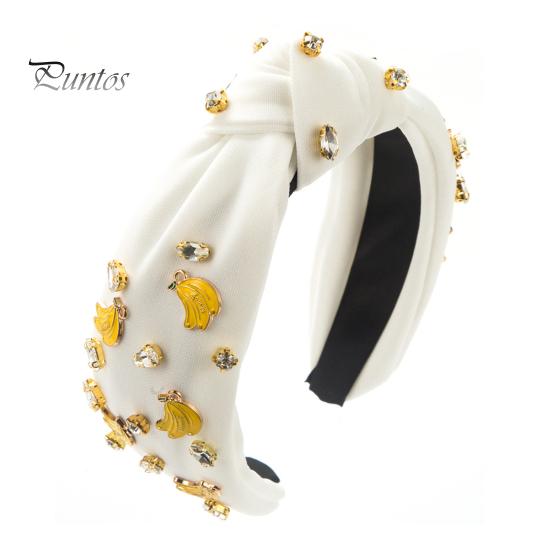 

Женский обруч для волос с эластичным дизайном, широкий головной убор с блестящими стразами, декоративный ободок с изображением фруктов, арбуза, ананаса и банана Banana