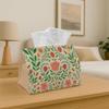 1pc Folk Botanical Tissue Box Holder- Cream Design with Floral Wreath Pattern, Versatile for Parties, Kitchen& Dining, Coffee And Dining Tables, Sturd