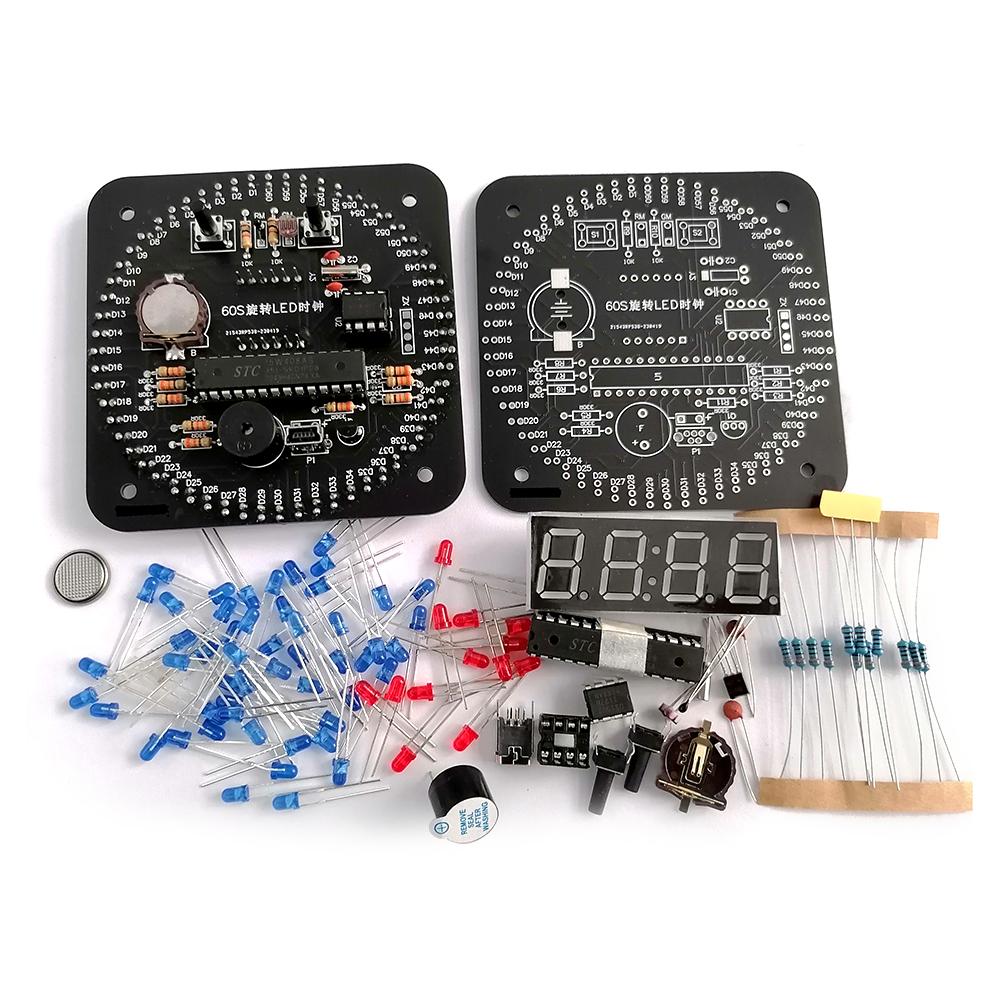 Digital DIY Electronic Clock Kit Light Control Rotation Digital LED Temperature Time Display Tool Set for Soldering Practice