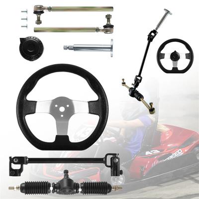 Gokart Kormánykerék Acél Készlet Kormányfogasléc Fogaskerék 320Mm Állítható Kötélrúd Kormányfogasléc Tengely Összeszerelés Csere 110Cc Gokarthoz