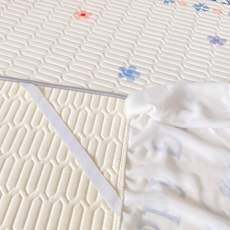 Παχύ στρώμα ύπνου από λάτεξ, σετ τριών τεμαχίων με βολάν κρεβατιού, μικρό φρέσκο, υψηλής ποιότητας δαντέλα σιφόν, πλένεται και διπλώνεται.