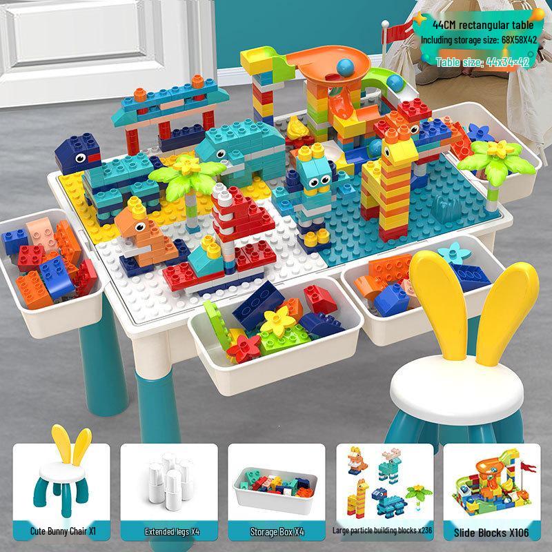 Multifunctional Large Particle Building Block Table for Kids: Educational Toy for Boys, Girls, and Babies
