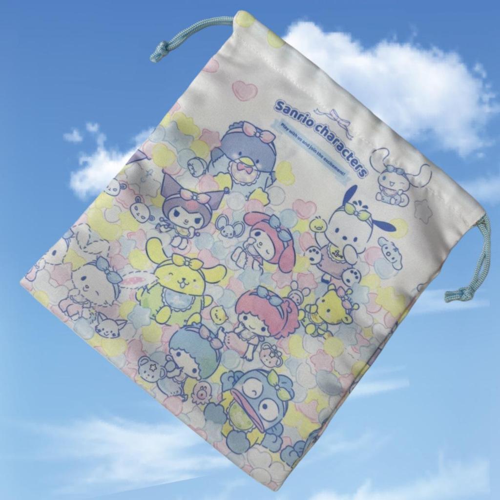 Large Sanrio Canvas Double-Sided Printed Drawstring Tote Bag, Eco-friendly Storage Solution
