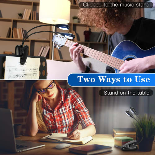 DkOvn Music Stand Light, 1 Pack, USB Rechargeable Music Stand Light, LED Book Lamp for Reading and Playing Musical Instruments (1 Light)