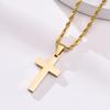Plain Cross Necklace for Men, Silver Black Gold Color Stainless Steel Simple Cross Pendant Necklace Collar