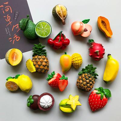 Kreative 3D-Kühlschrankmagnetaufkleber mit frischem Obst, magnetische Lebensmittel-Raumdekoration, Ananas-Zitronen-Kirsch-Kühlschrankmagnete, Geschenk
