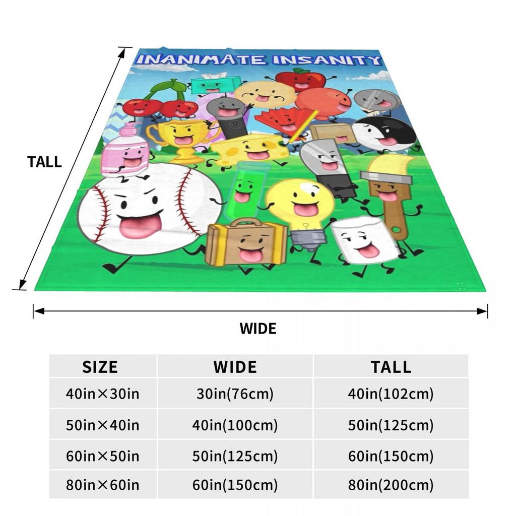 BFDI Inanimate Insanity Coperta Calda Morbida Confortevole Plaid Peluche per Arredamento Casa Picnic Flanella Copriletto Copri Letto