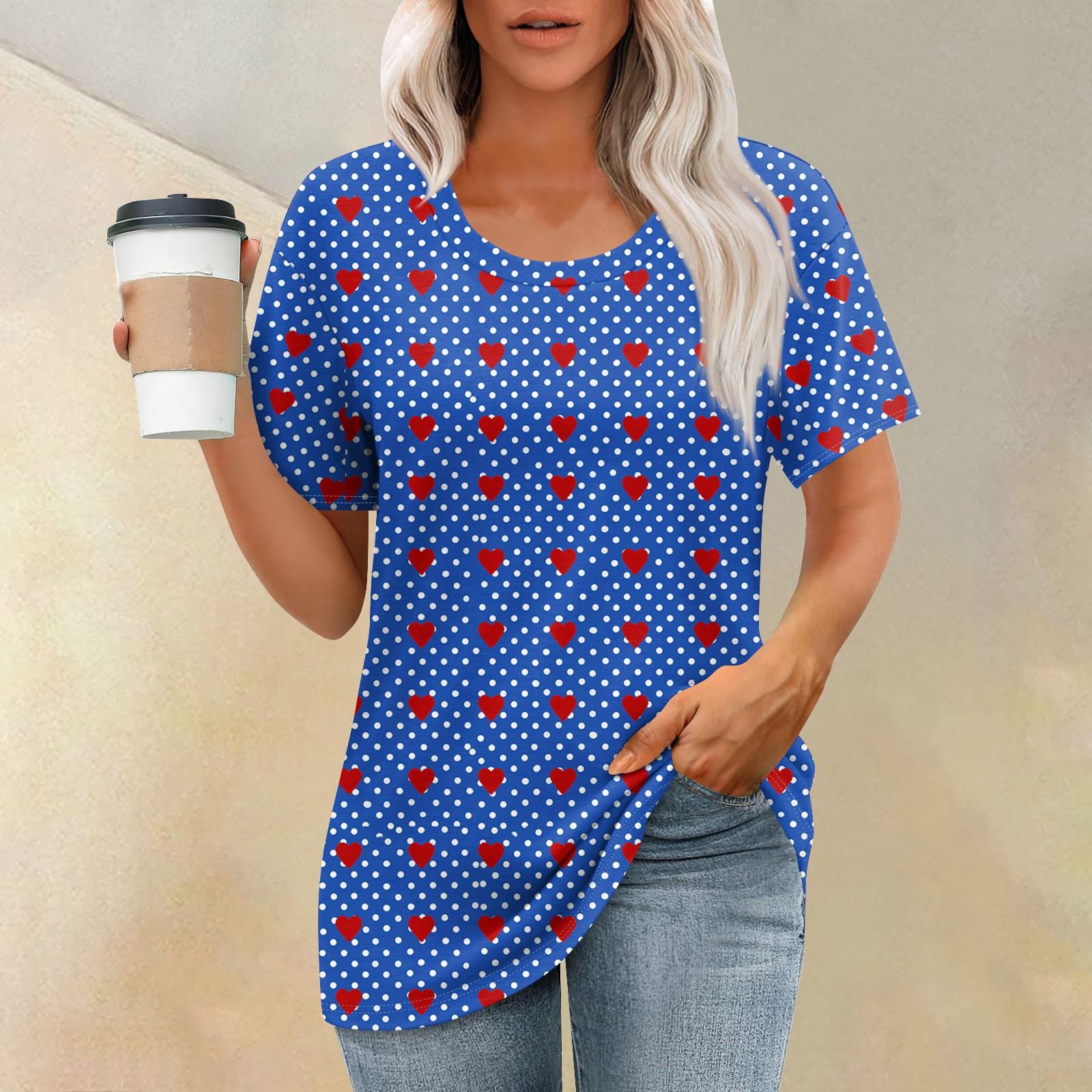 

Женская футболка с принтом, короткий рукав, повседневная, выходного дня, модная, базовая, с круглым вырезом, обычная, летняя L синий