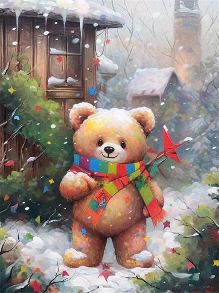 Diamond Painting Kit Bear Animal Home Decor Full Square Round Embroidery Mosaic Winter Christmas Handmade Gift