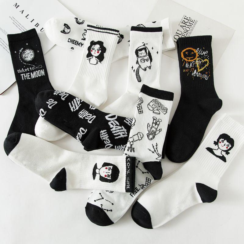 Lolita Skateboard Cotton Socks Women Cute Pattern Hip Hop Crew JK Socks Funny Novelty White Socks Cool Harajuku Designer Socks