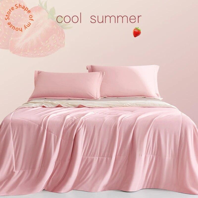 Cool Fabric Breathable Summer Queen Quilt Children Adult Ice Silk Quilt Cotton Quilt Core Fruit Color Blanket Comforter Colcha