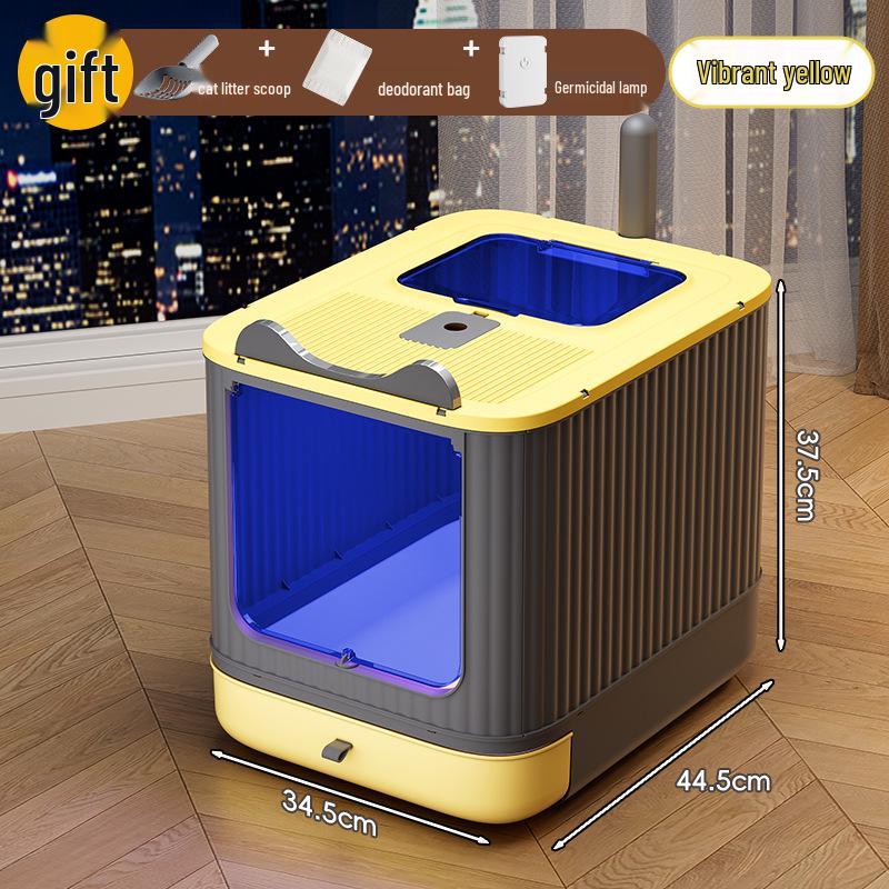 Extra velký skládací uzavřený kočičí záchod s deodorizérem a zásuvkou proti rozstřiku