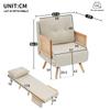 3-in-1 Sleeper Chair with Sleep Function, Foldable Relax Chair & Guest Bed, Lounge Chair with 5-Way Adjustable Backrest and Rattan Armrests, Beige.