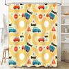 Vibrant Car-themed Bathroom Shower Curtain for Kids Fun Animal Print Waterproof Fabric Shower Curtain with Hooks Set Home Decor