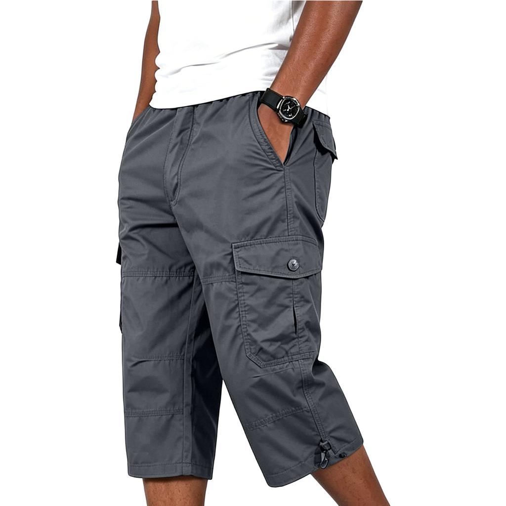 Heren Losse Casual Cargo Shorts Multi Pocket Knie Lengte Werkkleding Utility Shorts met Verstelbaar Trekkoord Zoom
