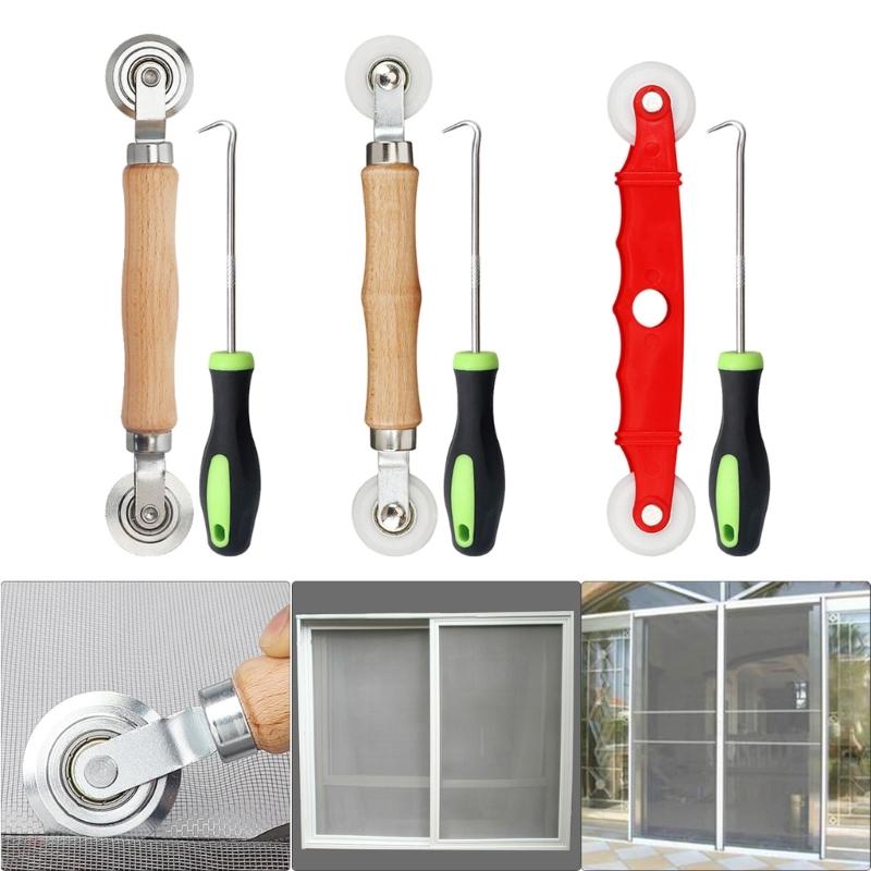 Screen Spline Tool Spline Roller Screen Repair Tool with Remove Hook Professional Rolling Tool  for Window Easy To Use
