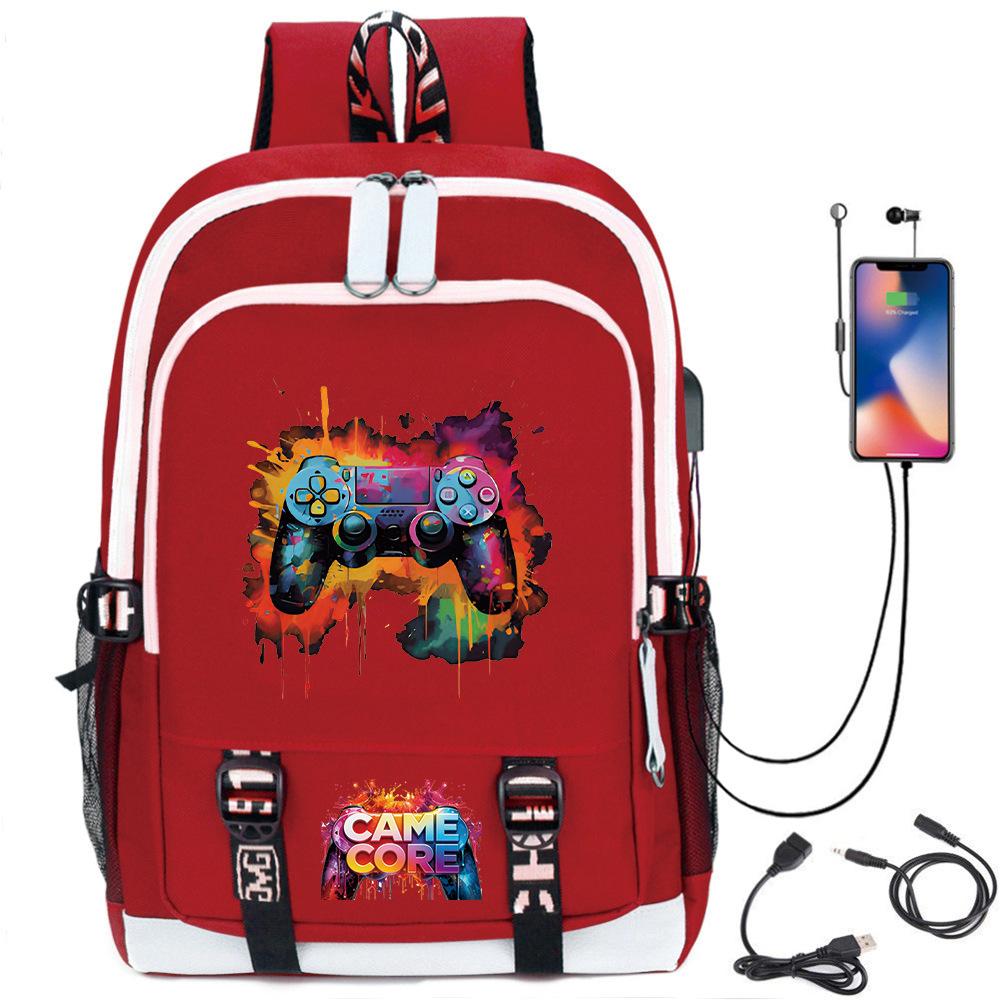 Digital Printing Gamepad Pattern Backpack Cartoon Elementary School Bag Large Capacity Usb Backpack
