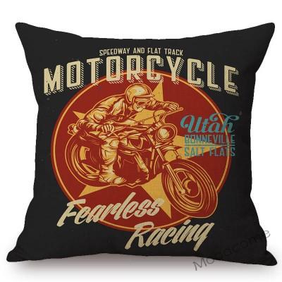 18" Vintage Motorcycle Club Poster Born To Ride Live To Ride Throw Pillow Case Us Funky Style Boy Husband Gift Cushion Cover