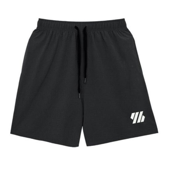 Men Summer Casual Shorts Elastic Drawstring Waist Fitness Shorts Quick-Drying Sports Shorts with Pockets Solid Color Wide Leg Shorts