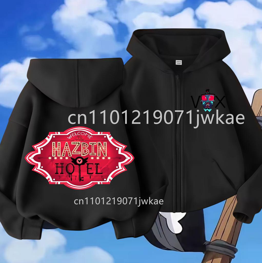 Kreslený Anime Vox Hazbin Hotels Potisk Mikina Dětská Harajuku Dlouhý Rukáv Pulovry Mikiny Zipové Kabátky Dětské Oblečení