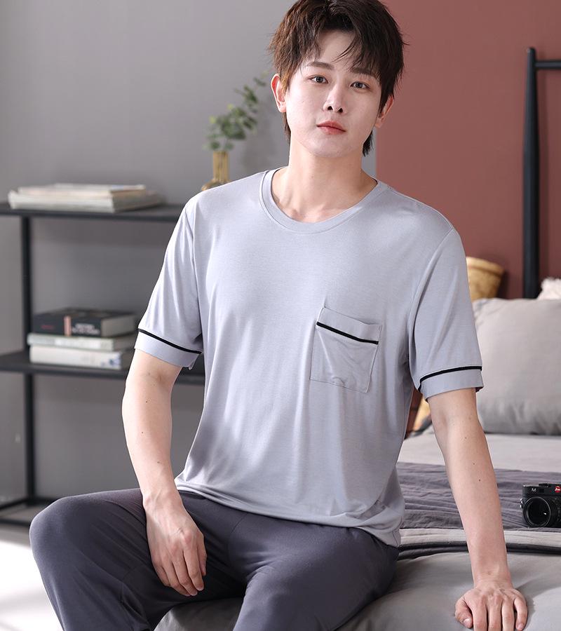Men's Summer Modal Short-Sleeve Pajama Top - Casual and Lightweight Homewear