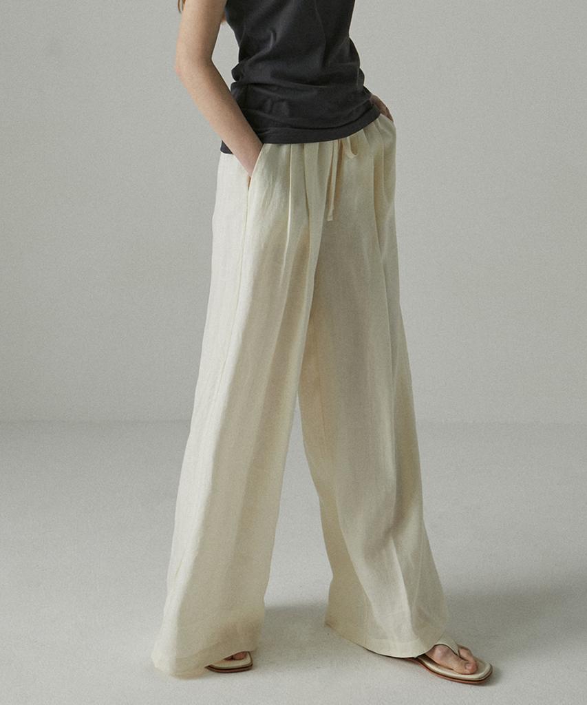 A.RIFF Linen Elastic Waist Pants_Cream